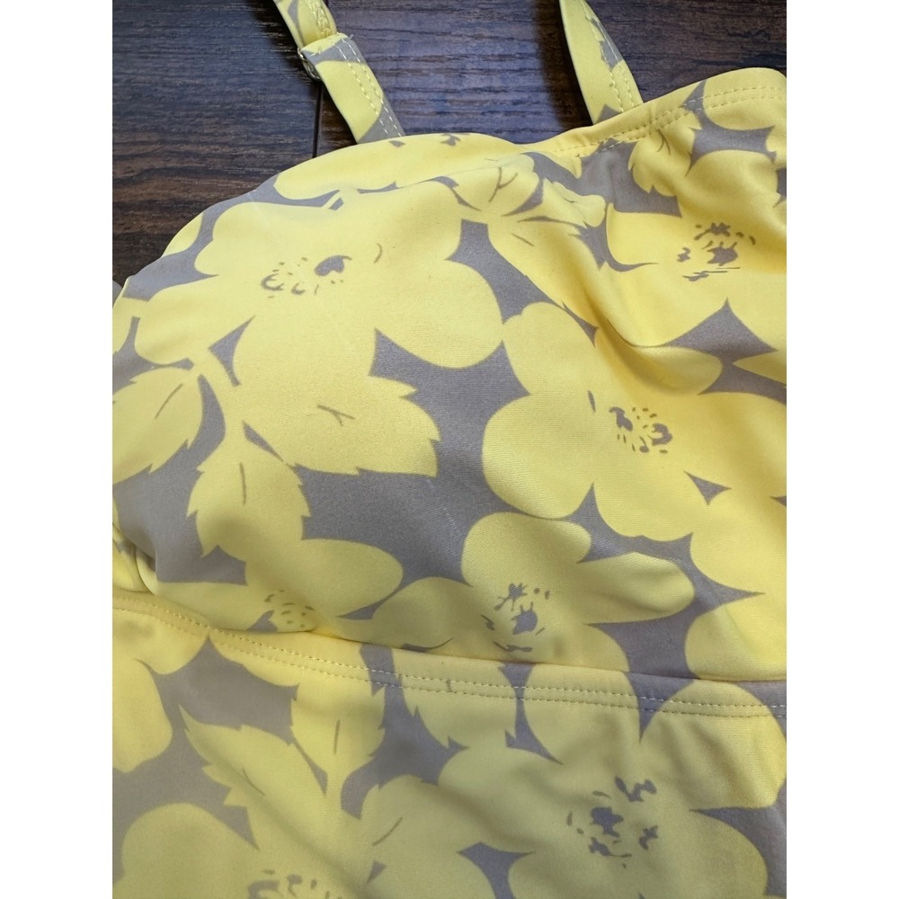 Shore Shapes Swimwear Yellow Floral Ruched Swim Dress Womens Size 14 Resort Vaca - Picture 15 of 16